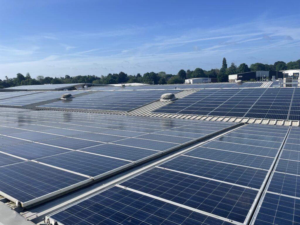 commercial solar panels on roof